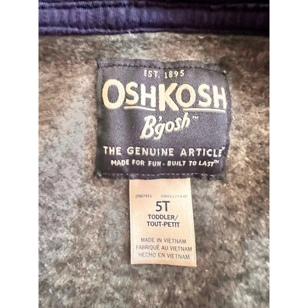 Boys OshKosh B'gosh Grey & Navy Blue Full-Zip Hoodie 5T
